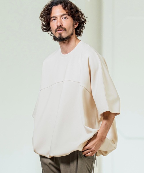 Magine(マージン)の「mt10253- Switching Panel Drawstring Hem Relax Fit Short Sleeve T-Shirt Tシャツ(MGN-261-012)(Tシャツ/カットソー・メンズ・グリーン/オフホワイト/ブラック・48/46/44)」の10枚目の写真