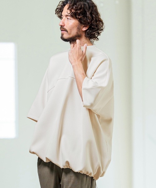Magine(マージン)の「mt10253- Switching Panel Drawstring Hem Relax Fit Short Sleeve T-Shirt Tシャツ(MGN-261-012)(Tシャツ/カットソー・メンズ・グリーン/オフホワイト/ブラック・48/46/44)」の11枚目の写真
