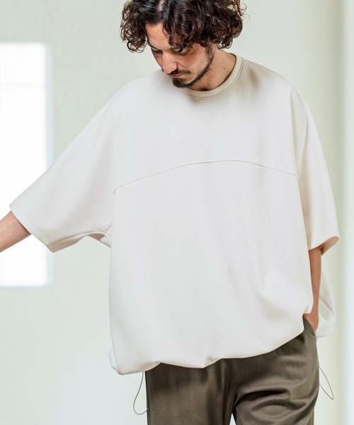 Magine(マージン)の「mt10253- Switching Panel Drawstring Hem Relax Fit Short Sleeve T-Shirt Tシャツ(MGN-261-012)(Tシャツ/カットソー・メンズ・グリーン/オフホワイト/ブラック・48/46/44)」の12枚目の写真