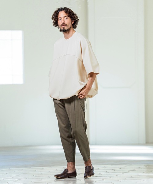 Magine(マージン)の「mt10253- Switching Panel Drawstring Hem Relax Fit Short Sleeve T-Shirt Tシャツ(MGN-261-012)(Tシャツ/カットソー・メンズ・グリーン/オフホワイト/ブラック・48/46/44)」の13枚目の写真