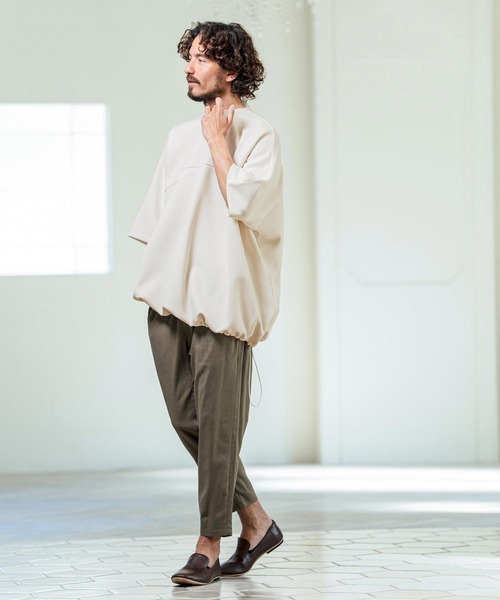 Magine(マージン)の「mt10253- Switching Panel Drawstring Hem Relax Fit Short Sleeve T-Shirt Tシャツ(MGN-261-012)(Tシャツ/カットソー・メンズ・グリーン/オフホワイト/ブラック・48/46/44)」の14枚目の写真
