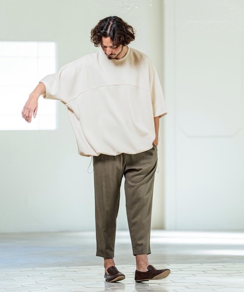 Magine(マージン)の「mt10253- Switching Panel Drawstring Hem Relax Fit Short Sleeve T-Shirt Tシャツ(MGN-261-012)(Tシャツ/カットソー・メンズ・グリーン/オフホワイト/ブラック・48/46/44)」の15枚目の写真