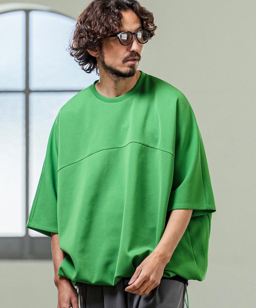 Magine(マージン)の「mt10253- Switching Panel Drawstring Hem Relax Fit Short Sleeve T-Shirt Tシャツ(MGN-261-012)(Tシャツ/カットソー・メンズ・グリーン/オフホワイト/ブラック・48/46/44)」の16枚目の写真