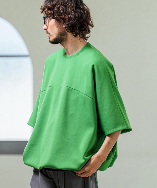 Magine(マージン)の「mt10253- Switching Panel Drawstring Hem Relax Fit Short Sleeve T-Shirt Tシャツ(MGN-261-012)(Tシャツ/カットソー・メンズ・グリーン/オフホワイト/ブラック・48/46/44)」の17枚目の写真