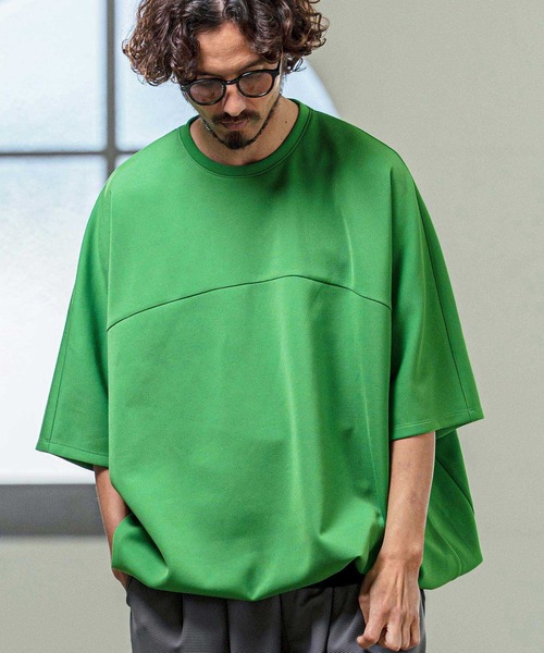 Magine(マージン)の「mt10253- Switching Panel Drawstring Hem Relax Fit Short Sleeve T-Shirt Tシャツ(MGN-261-012)(Tシャツ/カットソー・メンズ・グリーン/オフホワイト/ブラック・48/46/44)」の18枚目の写真