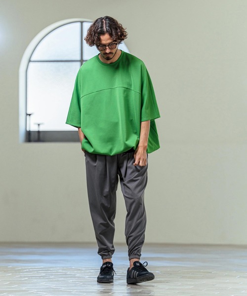 Magine(マージン)の「mt10253- Switching Panel Drawstring Hem Relax Fit Short Sleeve T-Shirt Tシャツ(MGN-261-012)(Tシャツ/カットソー・メンズ・グリーン/オフホワイト/ブラック・48/46/44)」の20枚目の写真