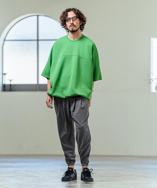 Magine(マージン)の「mt10253- Switching Panel Drawstring Hem Relax Fit Short Sleeve T-Shirt Tシャツ(MGN-261-012)(Tシャツ/カットソー・メンズ・グリーン/オフホワイト/ブラック・48/46/44)」の21枚目の写真