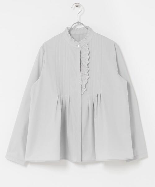 URBAN RESEARCH ROSSO WOMEN(アーバンリサーチ ロッソ)の「『WEB限定』フリルネックレースデザインシャツブラウス(シャツ/ブラウス・レディース・グレー系その他/オフホワイト/ブラック・FREE)」の16枚目の写真