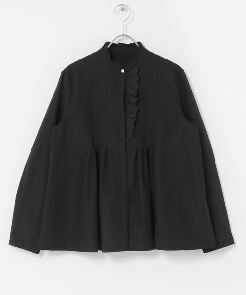 URBAN RESEARCH ROSSO WOMEN(アーバンリサーチ ロッソ)の「『WEB限定』フリルネックレースデザインシャツブラウス(シャツ/ブラウス・レディース・グレー系その他/オフホワイト/ブラック・FREE)」の10枚目の写真