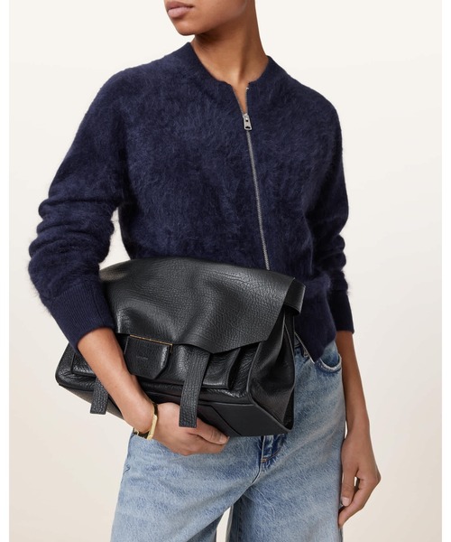 ALLSAINTS（オールセインツ）の「URSA GRAIN LEATHER SATCHEL BAG | URSA GRAIN レザー サッチェル バッグ（ショルダーバッグ・レディース・ブラック・ONE SIZE）」の2枚目の写真