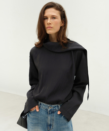 Silky Scarf Blouse - Black