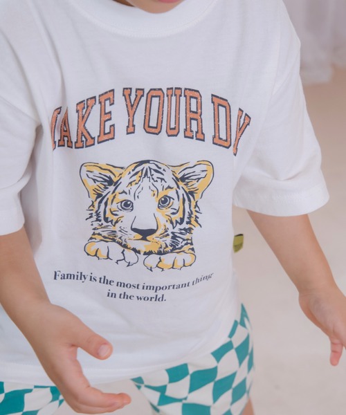 MAKE YOUR DAY(メイクユアデイ)の「ファミリー子トラ半袖Tシャツ■80~140cm(Tシャツ/カットソー・キッズ・グレー/オフホワイト・110/80/90/100/120/130/140)」の7枚目の写真