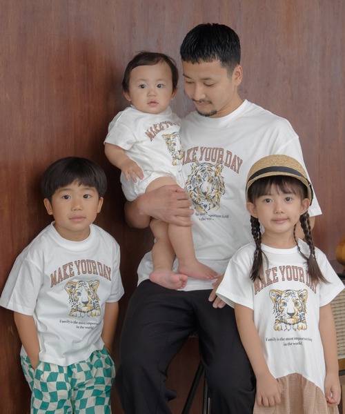 MAKE YOUR DAY(メイクユアデイ)の「ファミリー子トラ半袖Tシャツ■80~140cm(Tシャツ/カットソー・キッズ・グレー/オフホワイト・110/80/90/100/120/130/140)」の13枚目の写真
