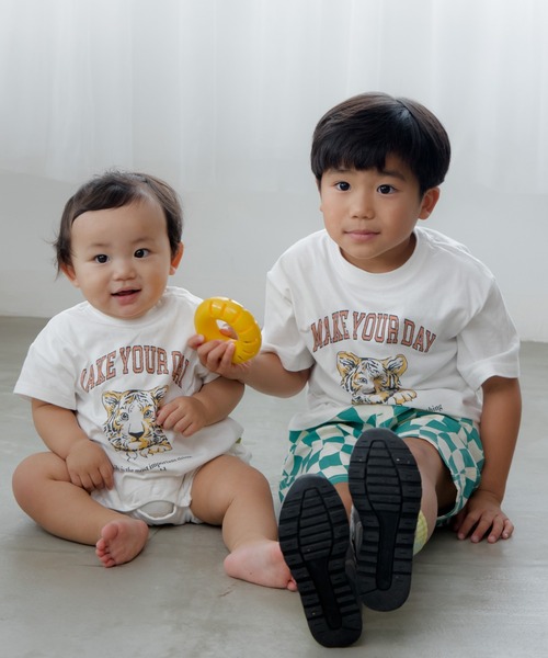 MAKE YOUR DAY(メイクユアデイ)の「ファミリー子トラ半袖Tシャツ■80~140cm(Tシャツ/カットソー・キッズ・グレー/オフホワイト・110/80/90/100/120/130/140)」の14枚目の写真