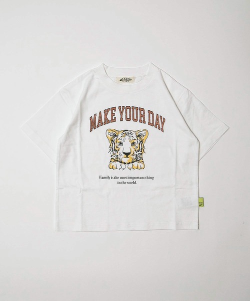 MAKE YOUR DAY(メイクユアデイ)の「ファミリー子トラ半袖Tシャツ■80~140cm(Tシャツ/カットソー・キッズ・グレー/オフホワイト・110/80/90/100/120/130/140)」の4枚目の写真