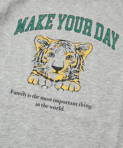 MAKE YOUR DAY(メイクユアデイ)の「ファミリー子トラ半袖Tシャツ■80~140cm(Tシャツ/カットソー・キッズ・グレー/オフホワイト・110/80/90/100/120/130/140)」の16枚目の写真
