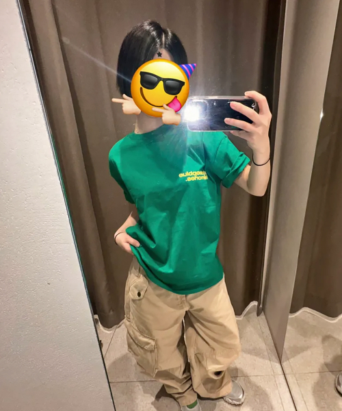 mydeepbluememories(マイディープブルーメモリーズ)の「Mm Symbol Logo T-Shirts (GREEN)(Tシャツ/カットソー・レディース・グリーン・SMALL/MEDIUM/LARGE)」の2枚目の写真