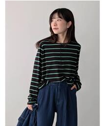 Samansa Mos2 | マルチボーダーヘンリープルオーバー(Tシャツ/カットソー)