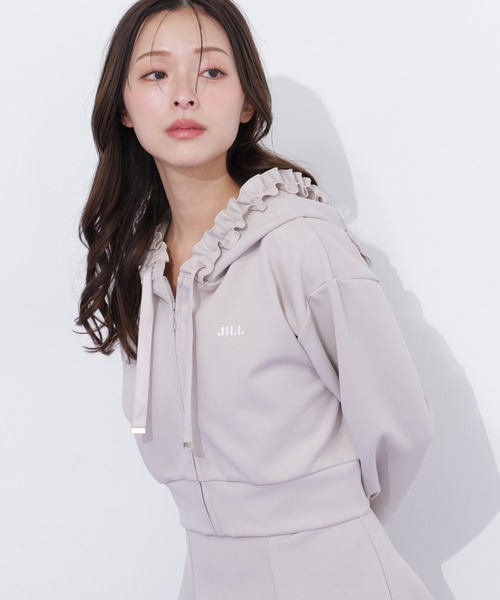 JILL by JILL STUART（ジルバイジルスチュアート）の「ダイバーセットアップ　フリルパーカー（パーカー・レディース・ベージュ/ブラック/グレー・FREE）」の6枚目の写真