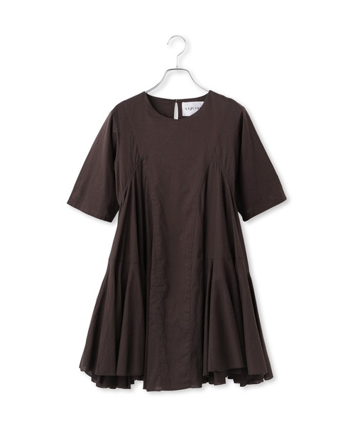 SALON adam et rope'（サロン アダム エ ロペ）の「【AAYUSHI（アユーシ） for SALON】別注ボリュームフレアハーフスリーブワンピース（ワンピース・レディース・キナリ/ダークブラウン・FREE）」の14枚目の写真