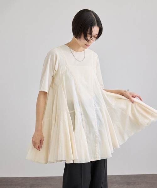 SALON adam et rope'(サロン アダム エ ロペ)の「【AAYUSHI(アユーシ) for SALON】別注ボリュームフレアハーフスリーブワンピース(ワンピース・レディース・キナリ/ダークブラウン・FREE)」の22枚目の写真