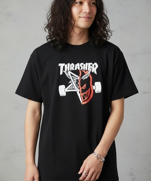 THRASHER(スラッシャー)の「SPITFIRE THRASH BURN S/S T-SHIRTS/ THRASHER スラッシャー ロゴプリント 半袖Tシャツ ユニセックス(Tシャツ/カットソー・メンズ・ブラック/アーミー・MEDIUM/LARGE/X-LARGE)」の5枚目の写真