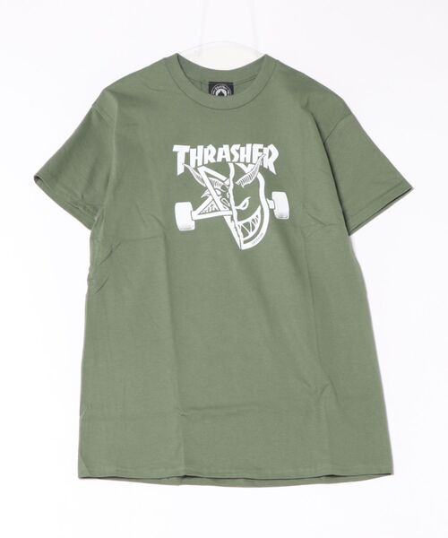 THRASHER(スラッシャー)の「SPITFIRE THRASH BURN S/S T-SHIRTS/ THRASHER スラッシャー ロゴプリント 半袖Tシャツ ユニセックス(Tシャツ/カットソー・メンズ・ブラック/アーミー・MEDIUM/LARGE/X-LARGE)」の9枚目の写真