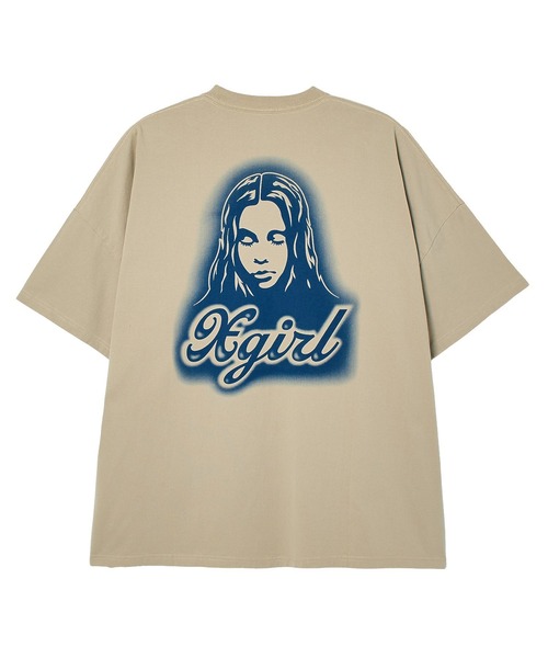 X-girl(エックスガール)の「SPRAY FACE S/S BIG TEE DRESS(ワンピース・レディース・ホワイト/チャコール/ベージュ・S/M)」の3枚目の写真