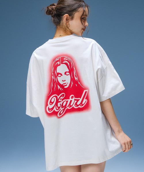 X-girl(エックスガール)の「SPRAY FACE S/S BIG TEE DRESS(ワンピース・レディース・ホワイト/チャコール/ベージュ・S/M)」の5枚目の写真