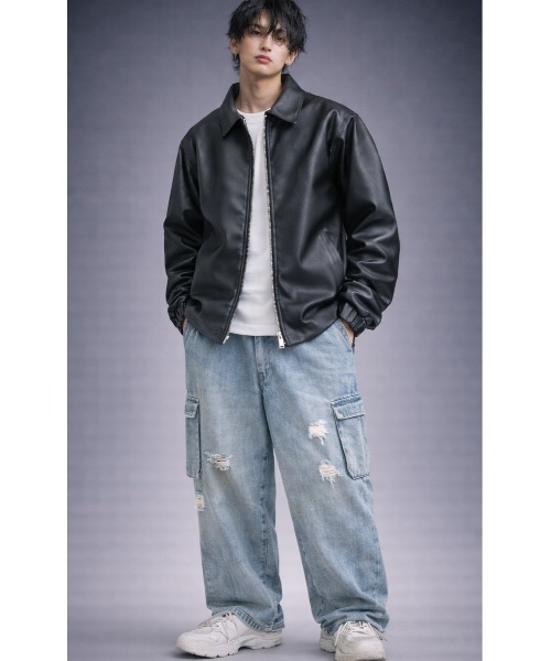 Sakka（サッカ）の「PUレザーJACKET（ブルゾン・メンズ・ブラック・SMALL/MEDIUM/LARGE/X-LARGE）」の4枚目の写真