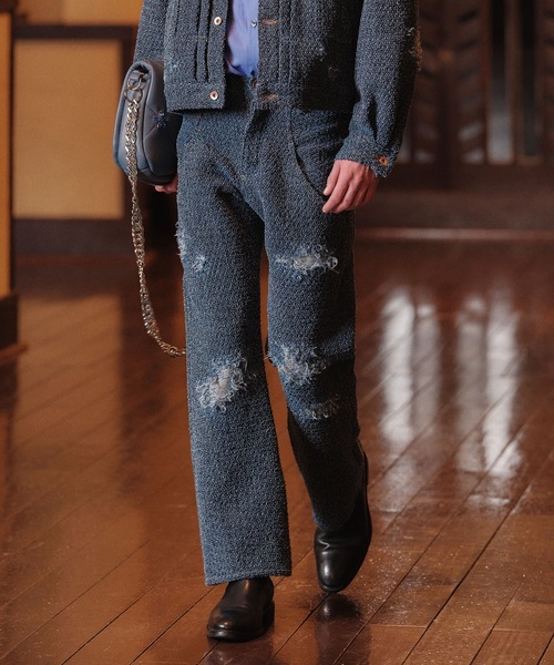 amok（アモク）の「PUNCHING DENIM PANTS（デニムパンツ・メンズ・ブラック/インディゴブルー・L/M/S）」の2枚目の写真