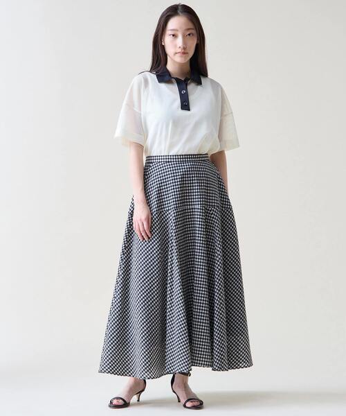 Tiara（ティアラ）の「ギンガムチェックフレアスカート（スカート・レディース・ホワイト×ブラック/ネイビー・2/3）」の3枚目の写真