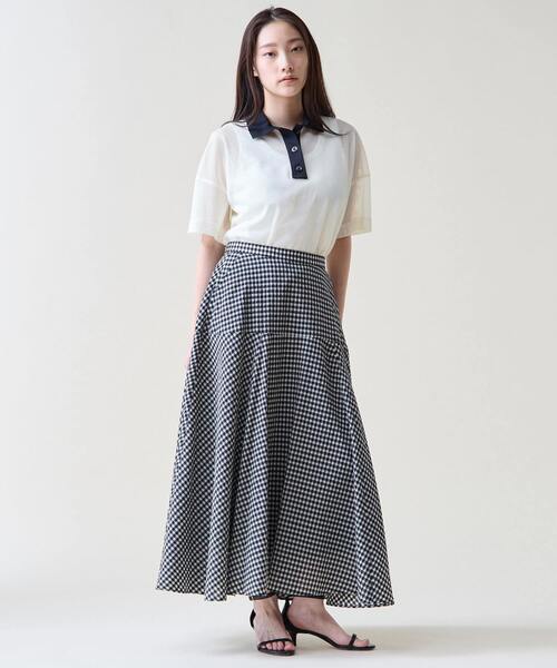 Tiara（ティアラ）の「ギンガムチェックフレアスカート（スカート・レディース・ホワイト×ブラック/ネイビー・2/3）」の4枚目の写真