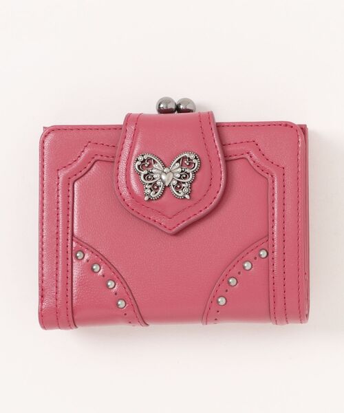 ちび　蝶の装飾付きピンク二つ折り財布　ANNA SUI アナスイ ナーシャ 口金二つ折り財布（財布）｜ANNA SUI（アナスイ）の
