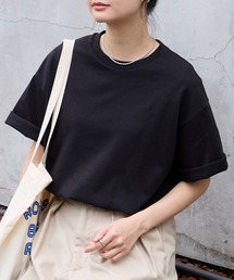 <万能UVカット/汗ジミ防止>オーバーサイズ シンプル半袖Tシャツ【ショート丈/ミディアム丈】