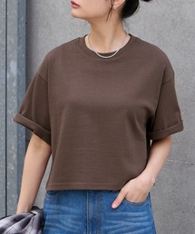 <万能UVカット/汗ジミ防止>オーバーサイズ シンプル半袖Tシャツ【ショート丈/ミディアム丈】