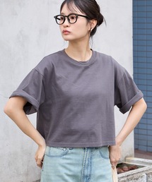 <万能UVカット/汗ジミ防止>オーバーサイズ シンプル半袖Tシャツ【ショート丈/ミディアム丈】