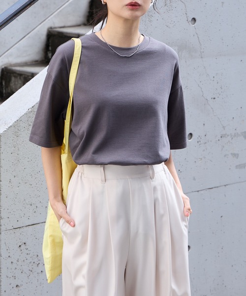 とも 万能UVカット/汗ジミ防止＞オーバーサイズ シンプル半袖Tシャツ