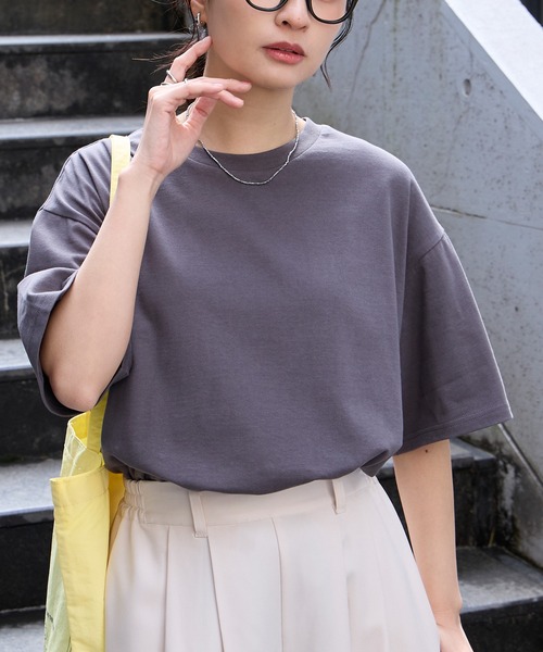 万能UVカット/汗ジミ防止＞オーバーサイズ シンプル半袖Tシャツ