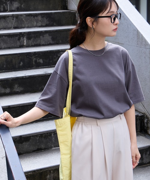 万能UVカット/汗ジミ防止＞オーバーサイズ シンプル半袖Tシャツ