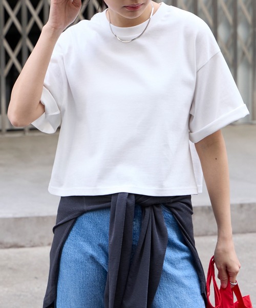 Invel クレンジング製品 シルバー袋 レディース 半袖Tシャツ サイズM 万能UVカット/汗ジミ防止＞オーバーサイズ シンプル半袖Tシャツ