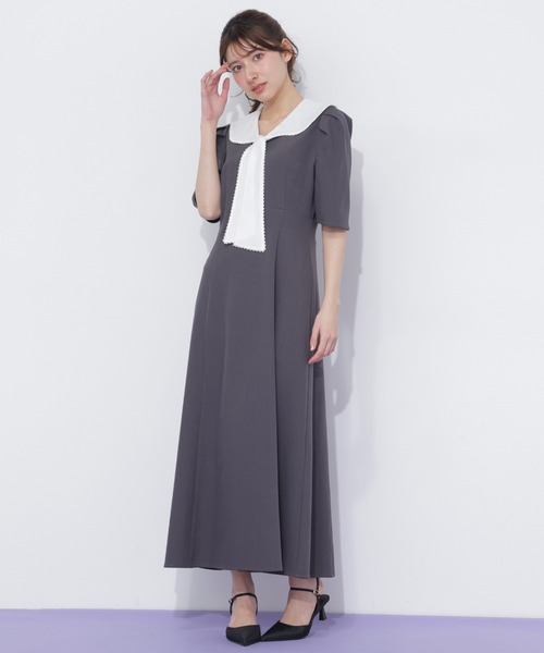 JILL by JILL STUART（ジルバイジルスチュアート）の「セーラータイワンピース（ワンピース・レディース・グレー/ブラック系その他/ホワイト系その他・FREE）」の3枚目の写真