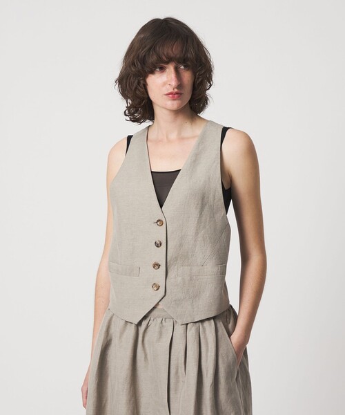 6(ロク)の「<6(ROKU)>麻ブレンド ベスト(ベスト・レディース・ブラック/ベージュ・FREE)」の3枚目の写真