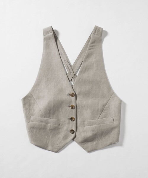 6(ロク)の「<6(ROKU)>麻ブレンド ベスト(ベスト・レディース・ブラック/ベージュ・FREE)」の7枚目の写真