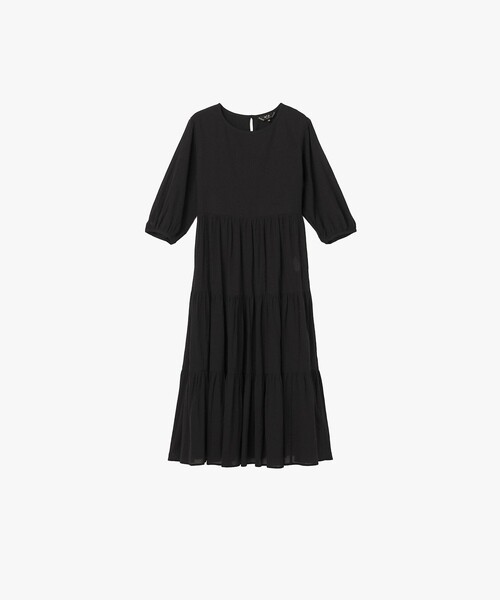 To b. by agnes b.(トゥービーバイアニエスベー)の「コットン シフォン ティアード ワンピース(ワンピース・レディース・ブラック・38/36/40)」の2枚目の写真