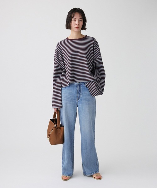 BABYLONE（バビロン）の「【大屋夏南さんコラボアイテム】【WEB先行予約】ボーダーロンT（Tシャツ/カットソー・レディース・チャコール/ボルドー・フリー）」の3枚目の写真