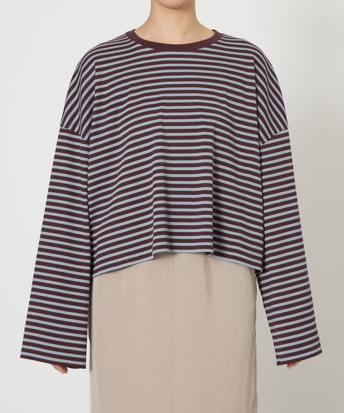 BABYLONE（バビロン）の「【大屋夏南さんコラボアイテム】【WEB先行予約】ボーダーロンT（Tシャツ/カットソー・レディース・チャコール/ボルドー・フリー）」の18枚目の写真