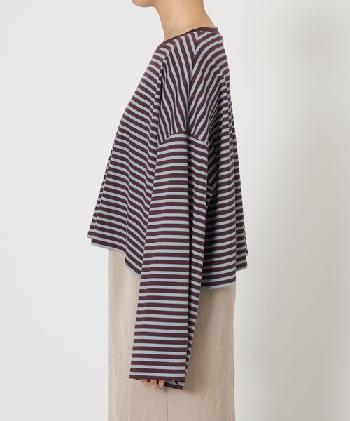 BABYLONE（バビロン）の「【大屋夏南さんコラボアイテム】【WEB先行予約】ボーダーロンT（Tシャツ/カットソー・レディース・チャコール/ボルドー・フリー）」の19枚目の写真