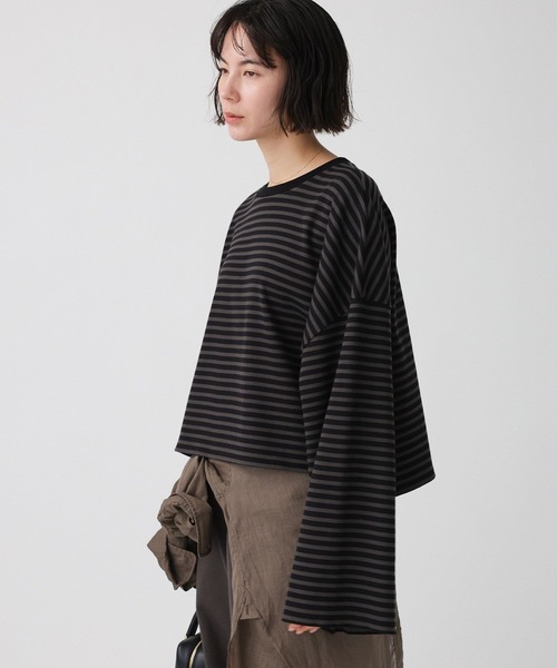 BABYLONE（バビロン）の「【大屋夏南さんコラボアイテム】【WEB先行予約】ボーダーロンT（Tシャツ/カットソー・レディース・チャコール/ボルドー・フリー）」の13枚目の写真