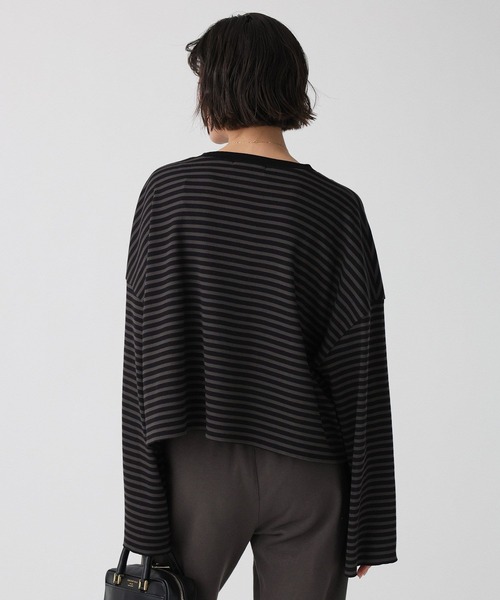 BABYLONE（バビロン）の「【大屋夏南さんコラボアイテム】【WEB先行予約】ボーダーロンT（Tシャツ/カットソー・レディース・チャコール/ボルドー・フリー）」の14枚目の写真